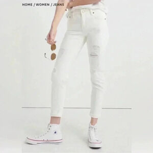 Lucky brand sienna slim boyfriend white denim jeans